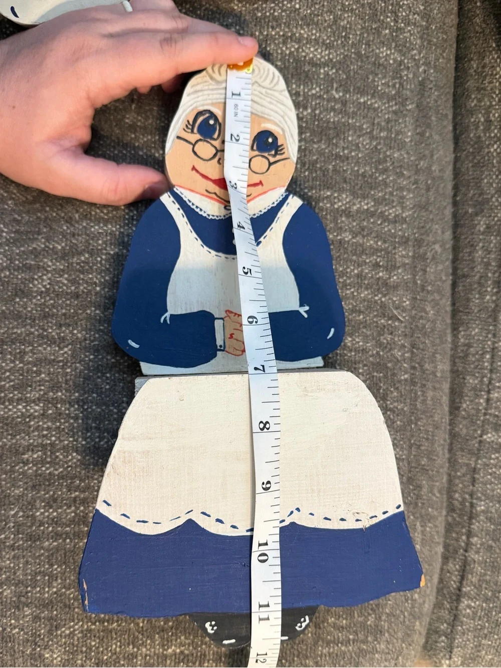 Vintage Hand Painted Grandma & Grandpa Wooden Sitting Shelf Decor